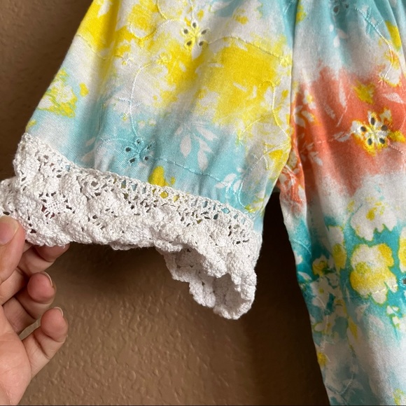 French Laundry Tie-Dye Lace Trim Top Size Small - Picture 3 of 8